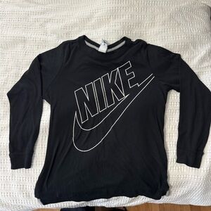 Nike Black and White Cotton Long Sleeve Tee